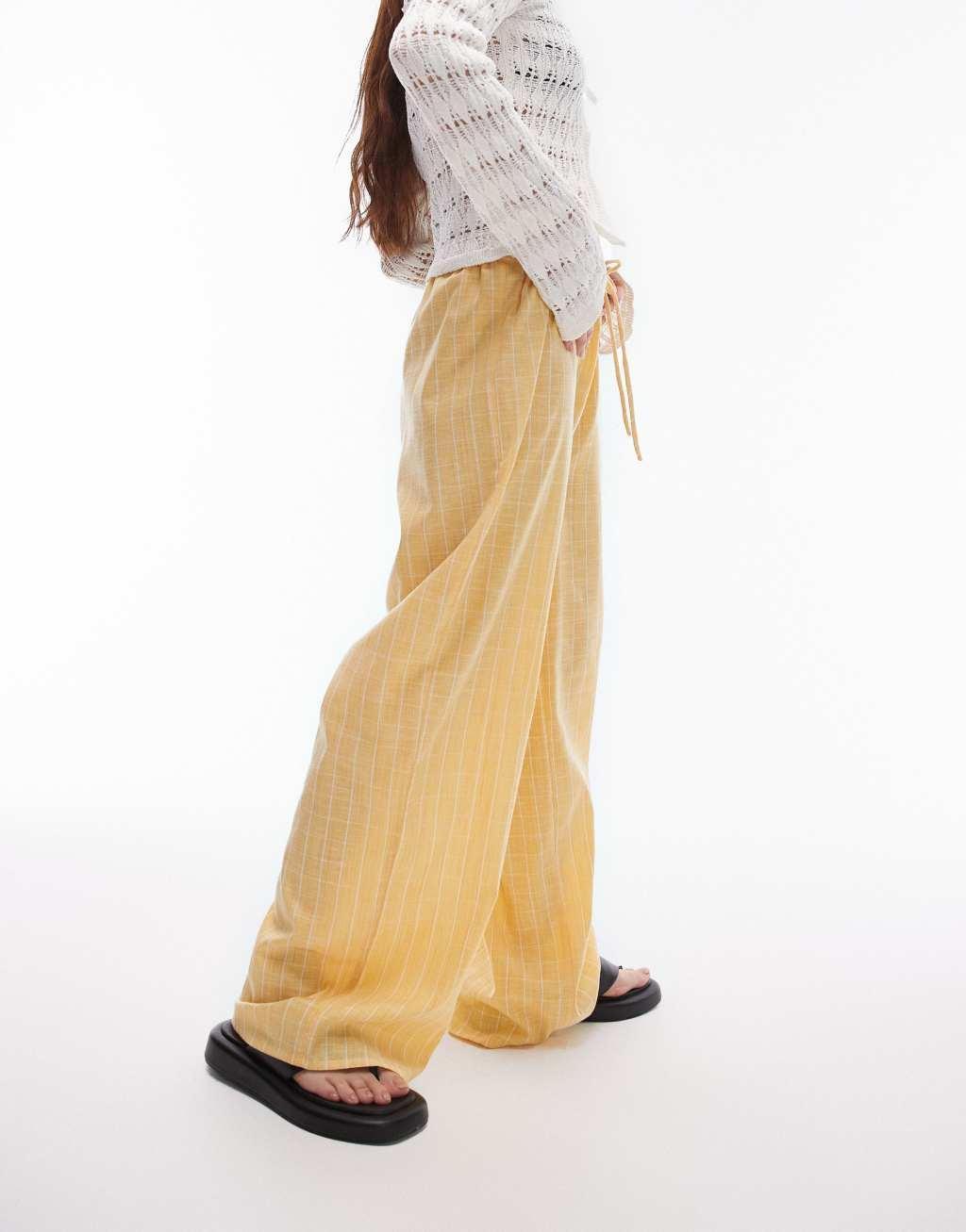 Topshop beach check pants in sunshine yellow Product Image