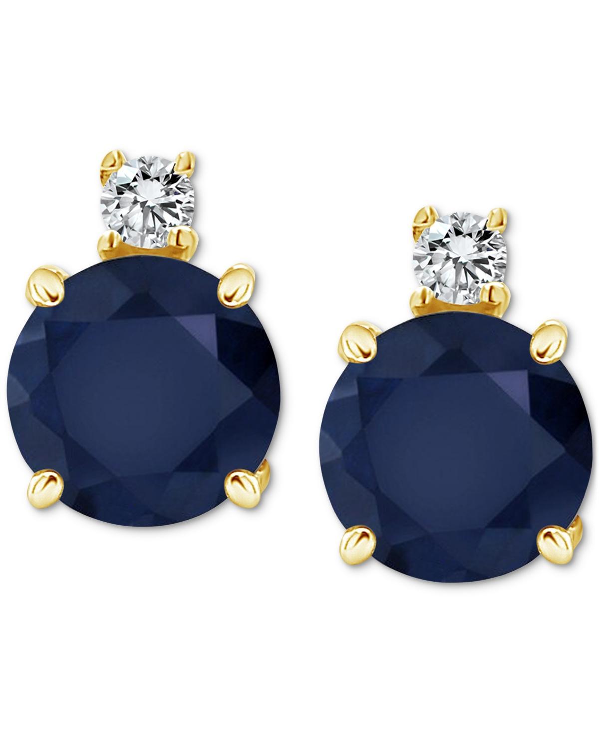 Celebration Gems 14k Gold Sapphire & Diamond Accent Stud Earrings, Womens Product Image