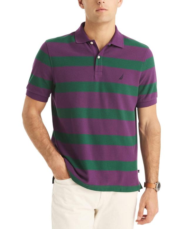 Nautica Mens Classic Short Sleeve Striped Deck Polo Shirt Product Image