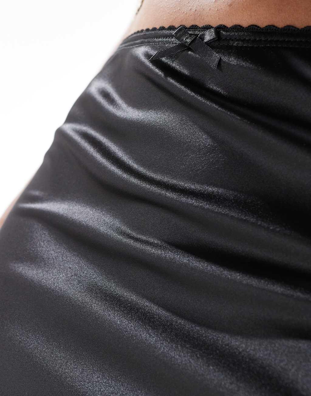 Miss Selfridge satin bias maxi skirt in black Product Image