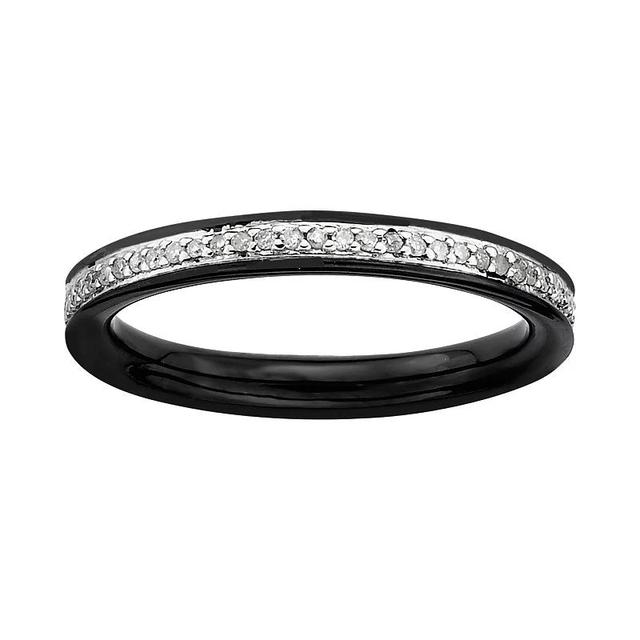 Stacks & Stones Ruthenium-Plated Sterling Silver 1/5-ct. T.W. Diamond Stack Ring, Womens Grey Product Image