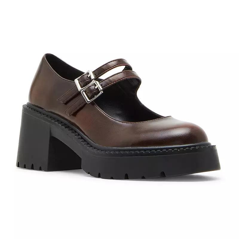 madden girl Tomtom Black Box Womens Chunky Mary Jane Shoes Product Image