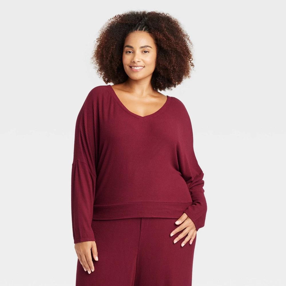 Womens Cozy Ribbed Pullover - Auden Red 3X Product Image