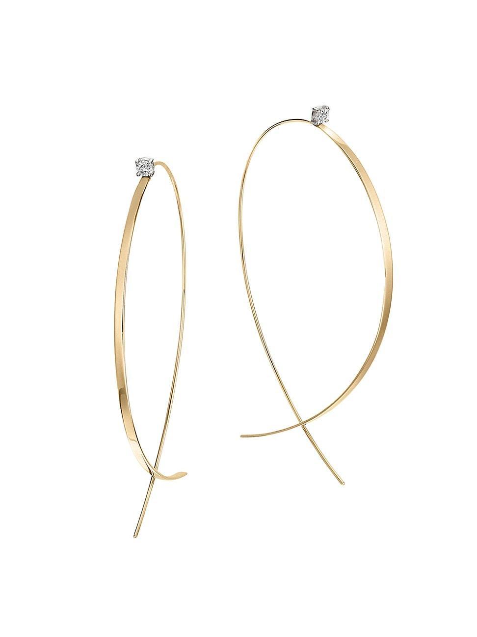 Lana Large Flat Upside Down Diamond Hoop Earrings Product Image