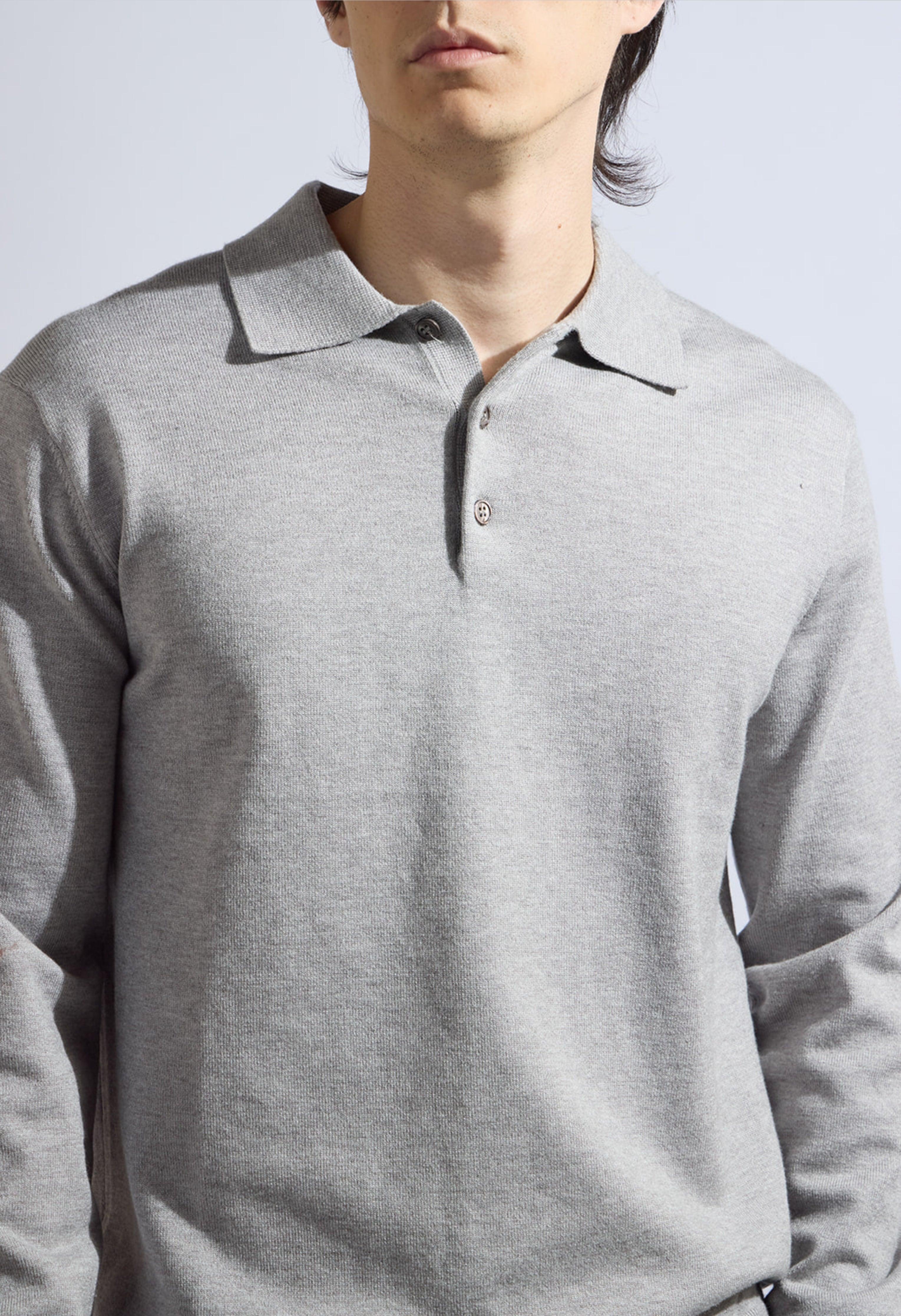 Theo Knit Polo in Grey Male Product Image