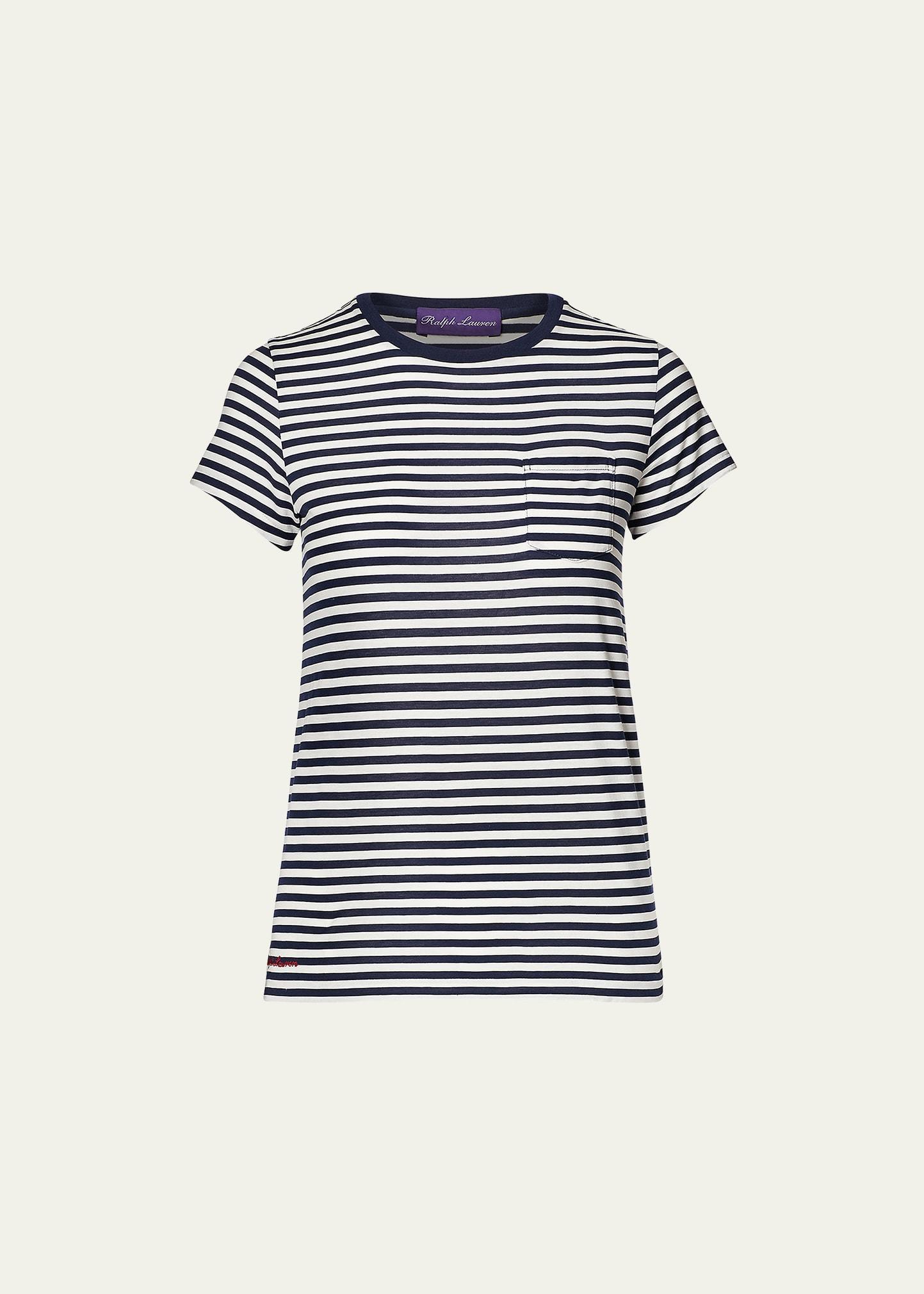 POLO RALPH LAUREN Striped Crewneck Pocket T-shirt In Black White Product Image