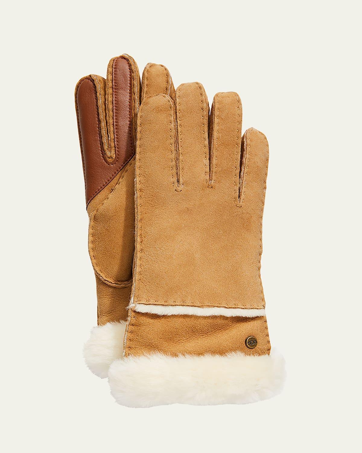 Seamed Touchscreen Shearling-Lined Gloves Product Image