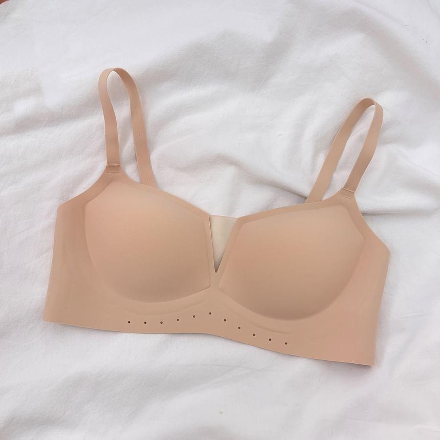 Plain Mesh Panel Seamless Wireless Bra Product Image