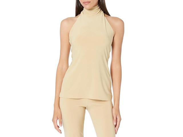 Norma Kamali Halter Turtle Top (Sand) Women's Clothing Product Image