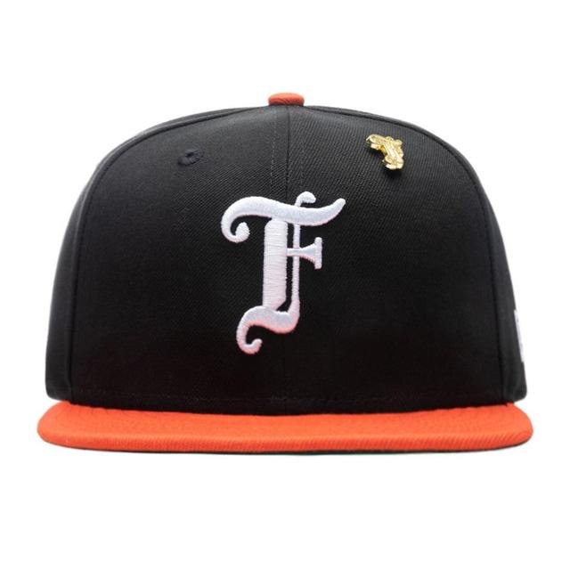 Feature x New Era Old English F Snapback Hat w/ Pin - Black/Orange Male Product Image