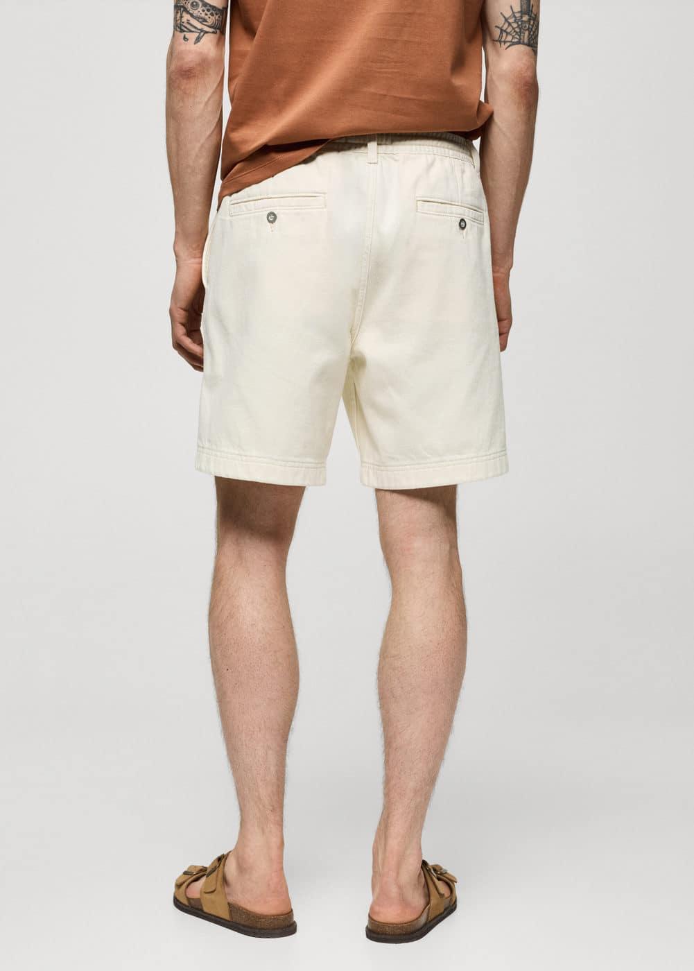 MANGO MAN - 100% cotton drawstring Bermuda shorts off whiteMen Product Image