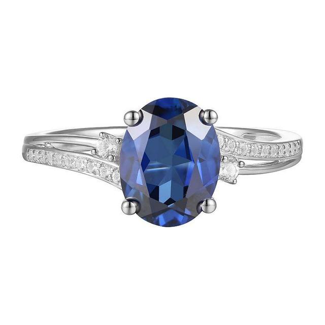 Sterling Silver Lab-Created Blue & White Sapphire Ring, Womens Product Image