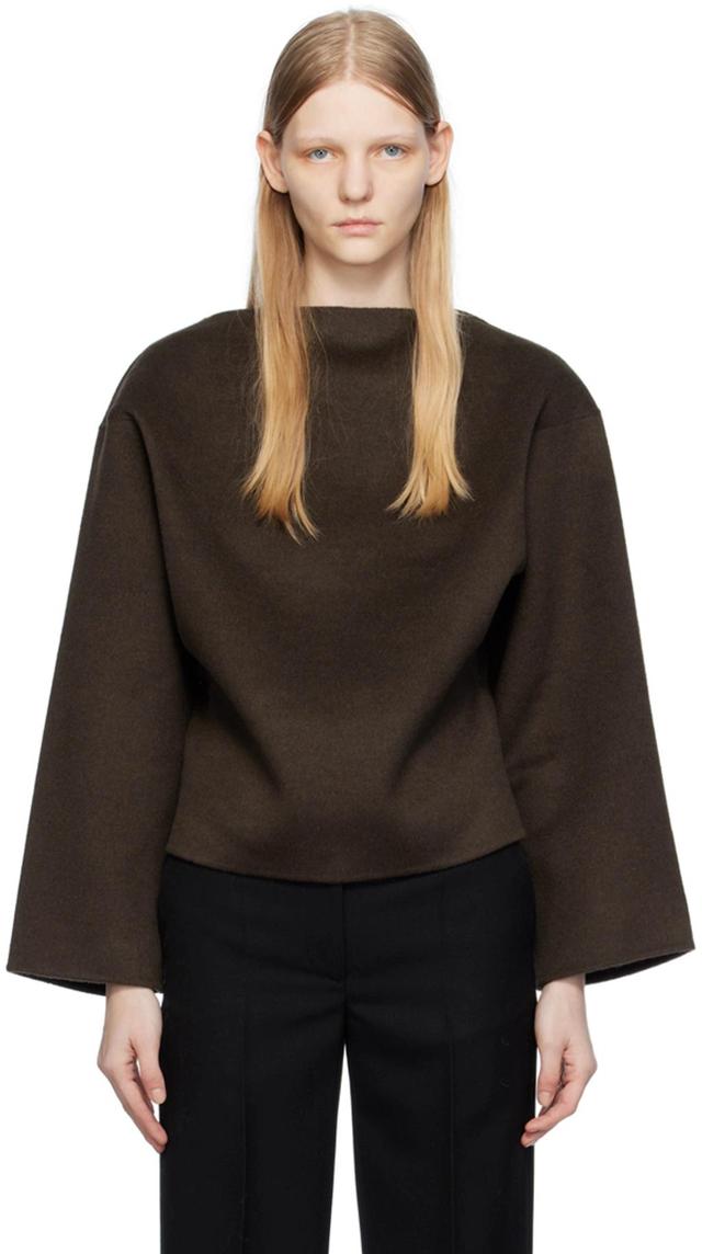 Brown Straight Sweater In 021 Chocolate Melang Product Image