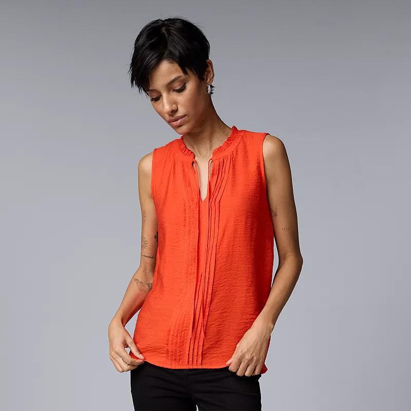 Womens Simply Vera Vera Wang Tie Front Pintuck Top Product Image