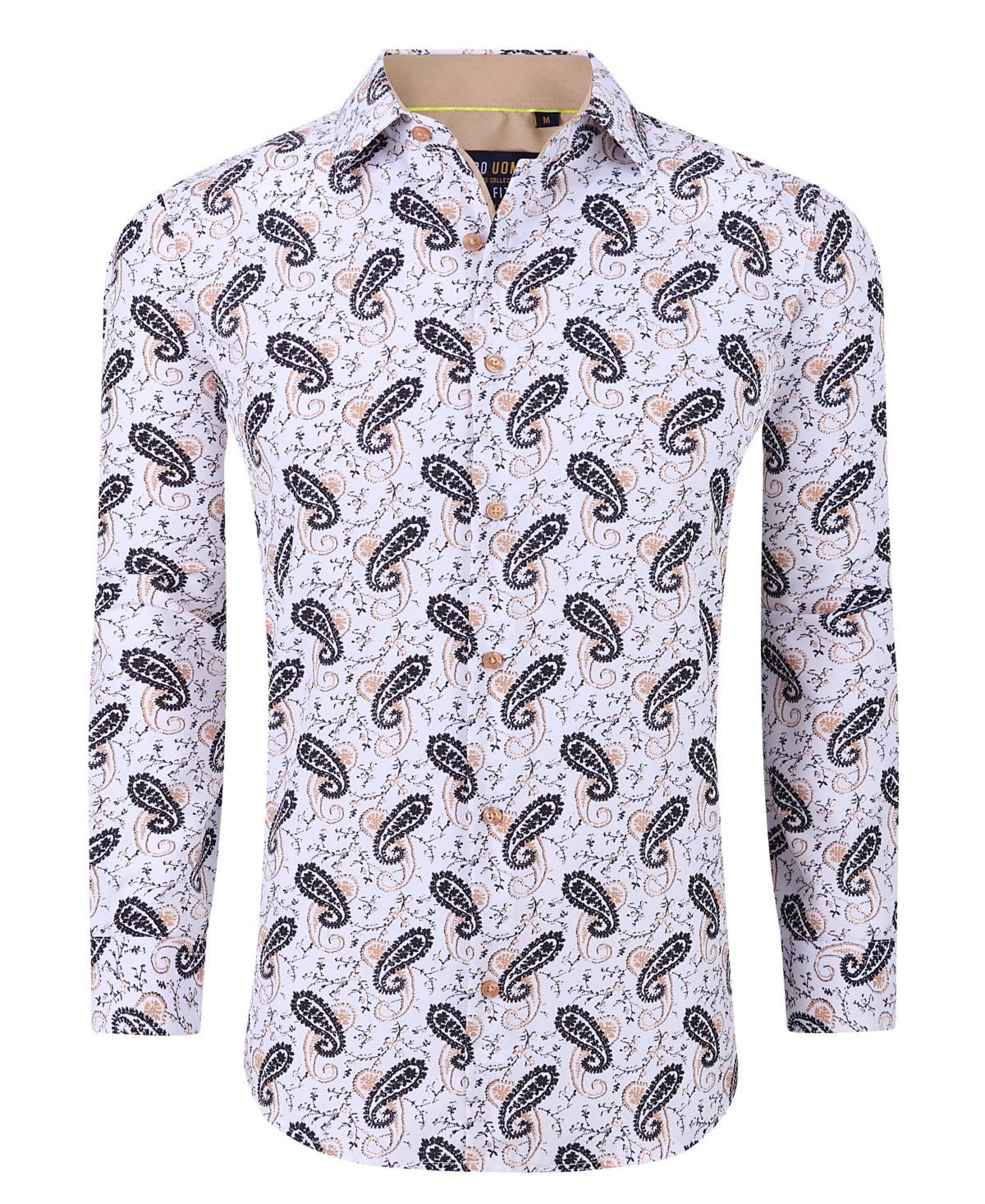 Azaro Uomo Mens Paisley Four-Way Stretch Button Down Slim Fit Shirt Product Image