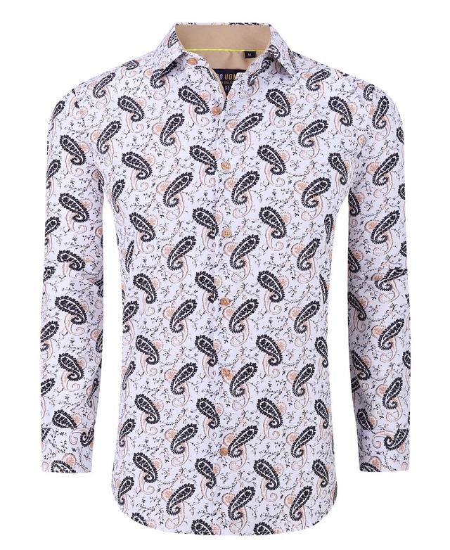 Azaro Uomo Mens Paisley Four-Way Stretch Button Down Slim Fit Shirt Product Image