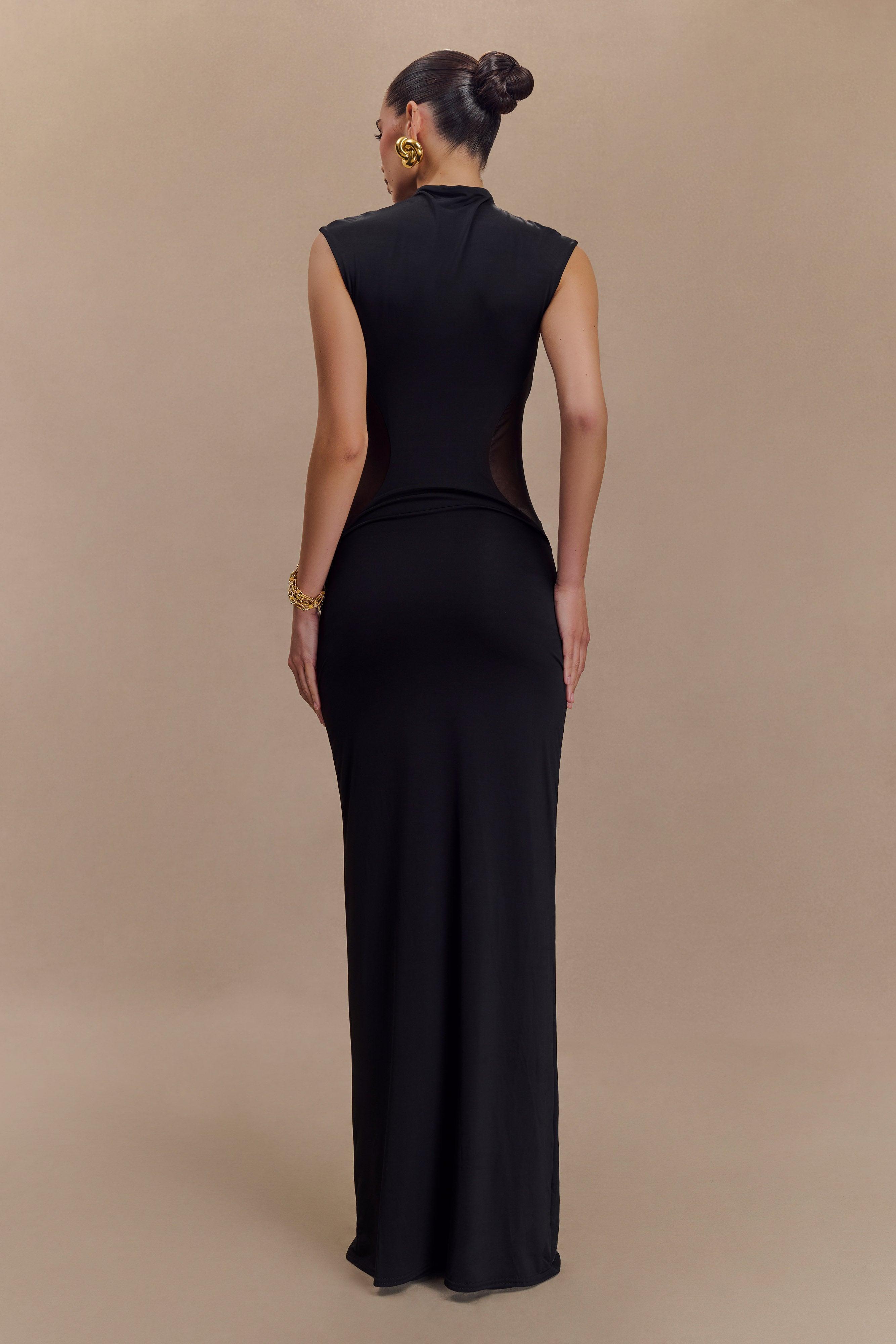 Massie Slinky And Mesh Maxi Dress - Black Product Image