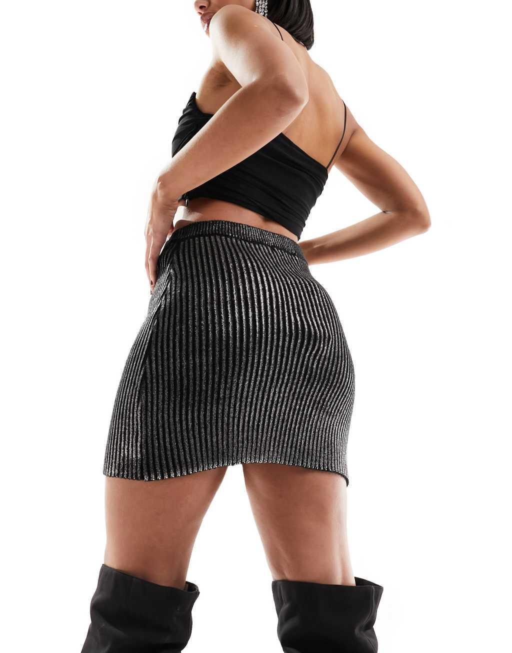 NA-KD knit glitter skirt Product Image