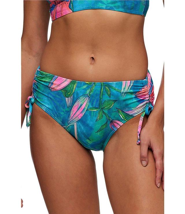 NEXT by Athena Half Moon Bay Tropical Hibiscus Print Tie Side Cinch Hipster Swim Bottom Product Image