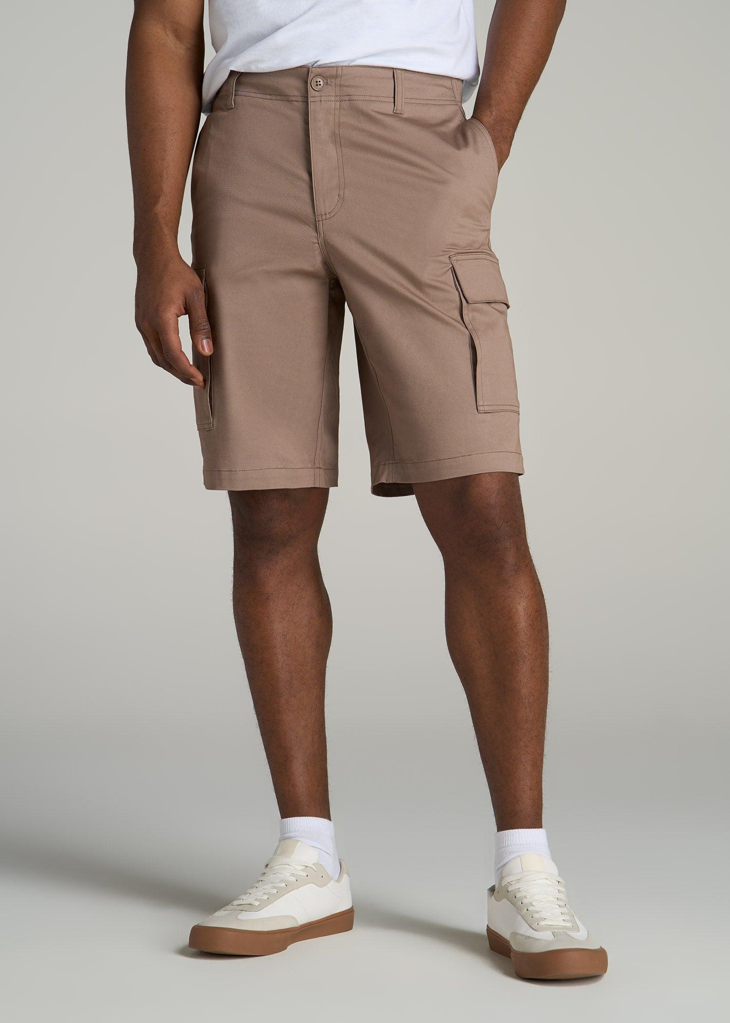 Stretch Twill Cargo Shorts for Tall Men in Dark Sand Male Product Image