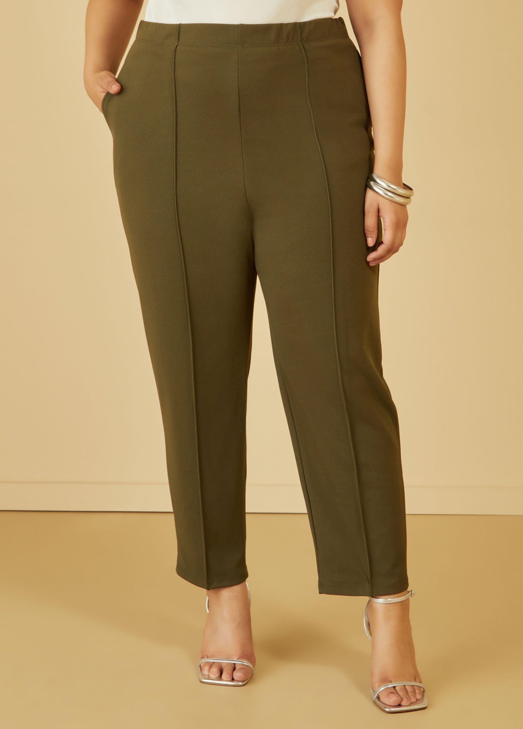 Plus Size Seam Detailed Tapered Pants Ashley Stewart Product Image