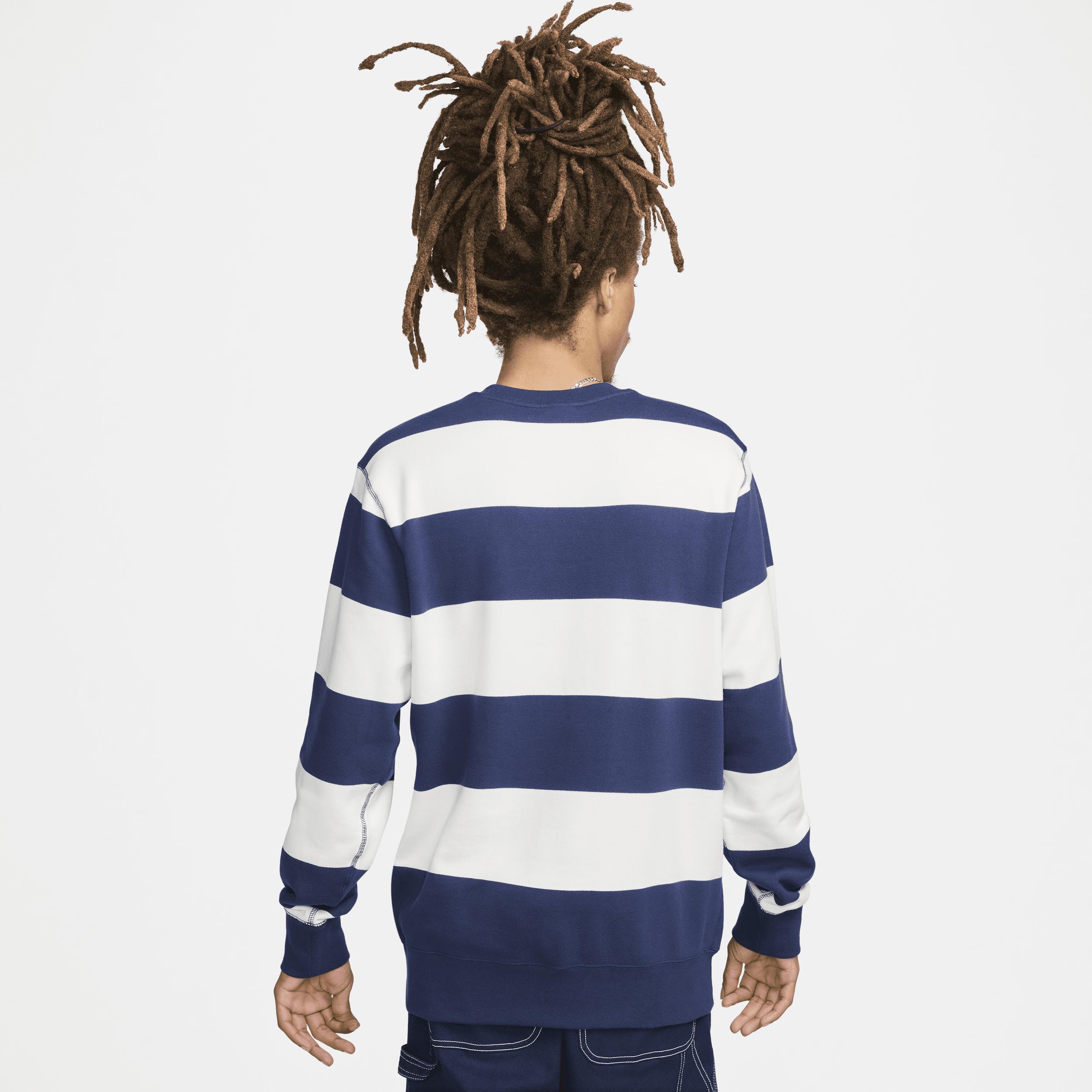 Nike Mens Nike Club Stripe Heavyweight French Terry Crew - Mens Midnight Navy/Sail/White Product Image