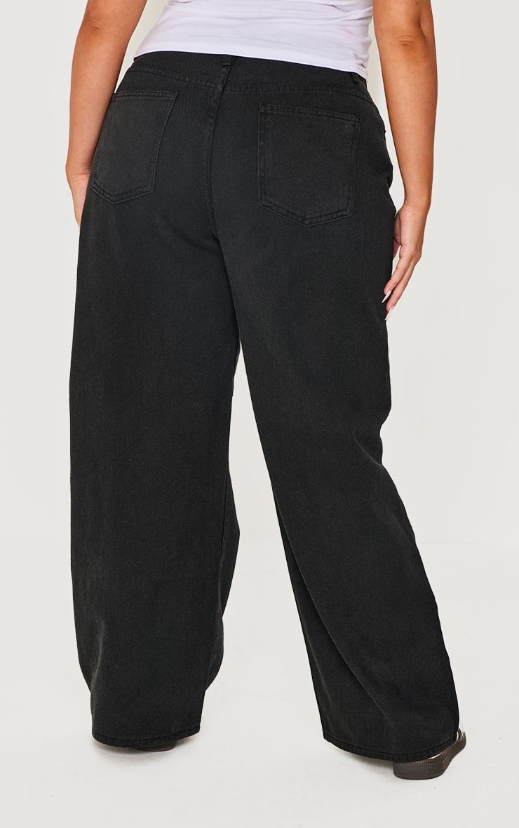  Plus Black Washed Wide Leg Jeans Product Image