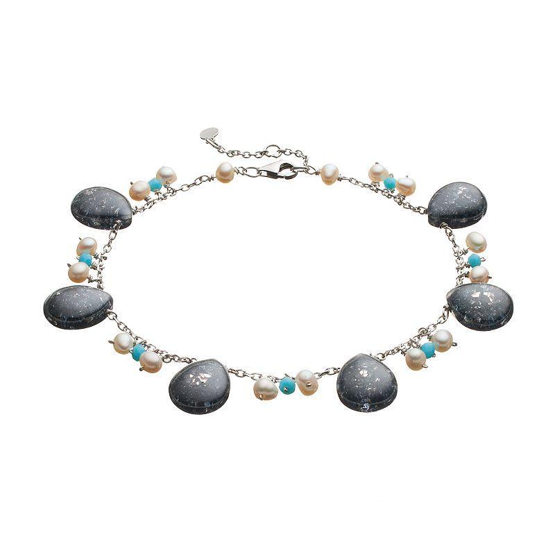 Sterling Silver Gemstone Charm Bracelet, Womens Multicolor product image