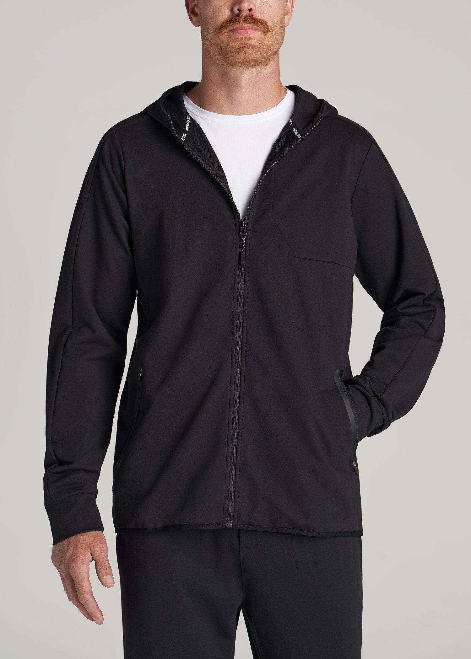 A.T. Performance French Terry Full Zip Hoodie for Tall Men in Black Product Image