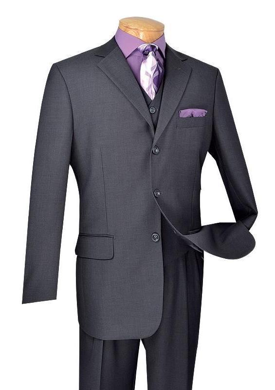 Avalon Collection - Regular Fit Men's Suit 3 Button 3 Piece Heather Gray Male Product Image