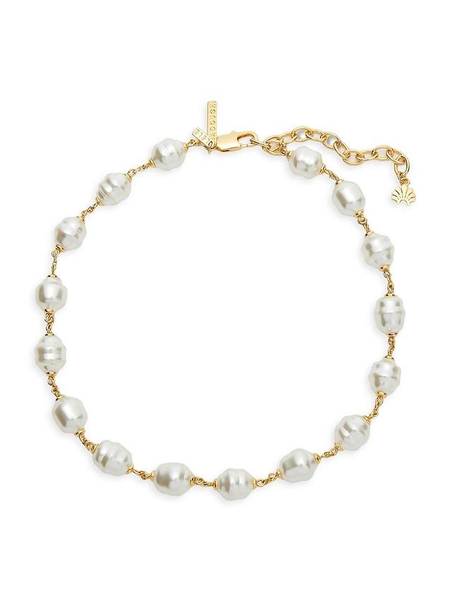 Lele Sadoughi Imitation Baroque Pearl Station Necklace in 14K Gold Plated, 16 Product Image