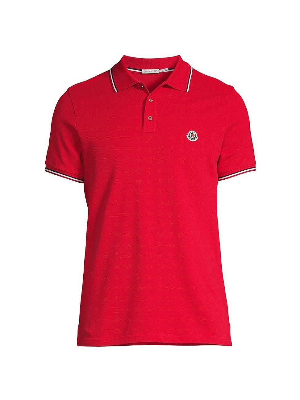 Moncler Tipped Logo Embossed Cotton Piqu Polo Product Image