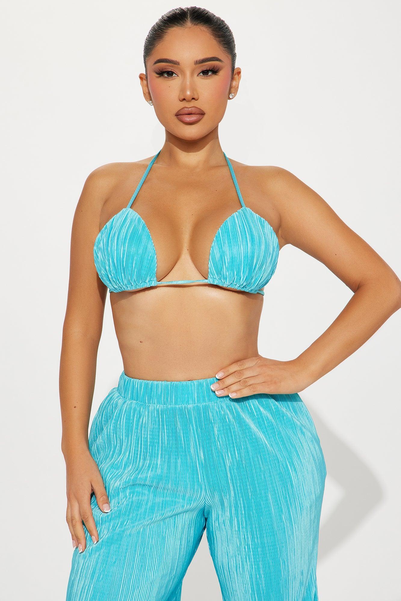 Everything But Simple Plisse Pant Set - Turquoise Product Image