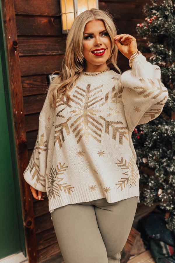 Falling Snowflakes Sweater In Cream Curves product image