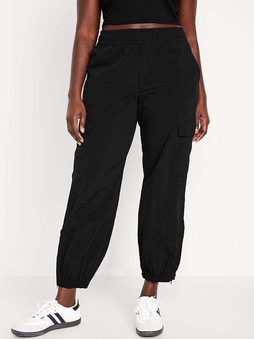 High-Waisted Ankle-Zip Cargo Joggers Product Image