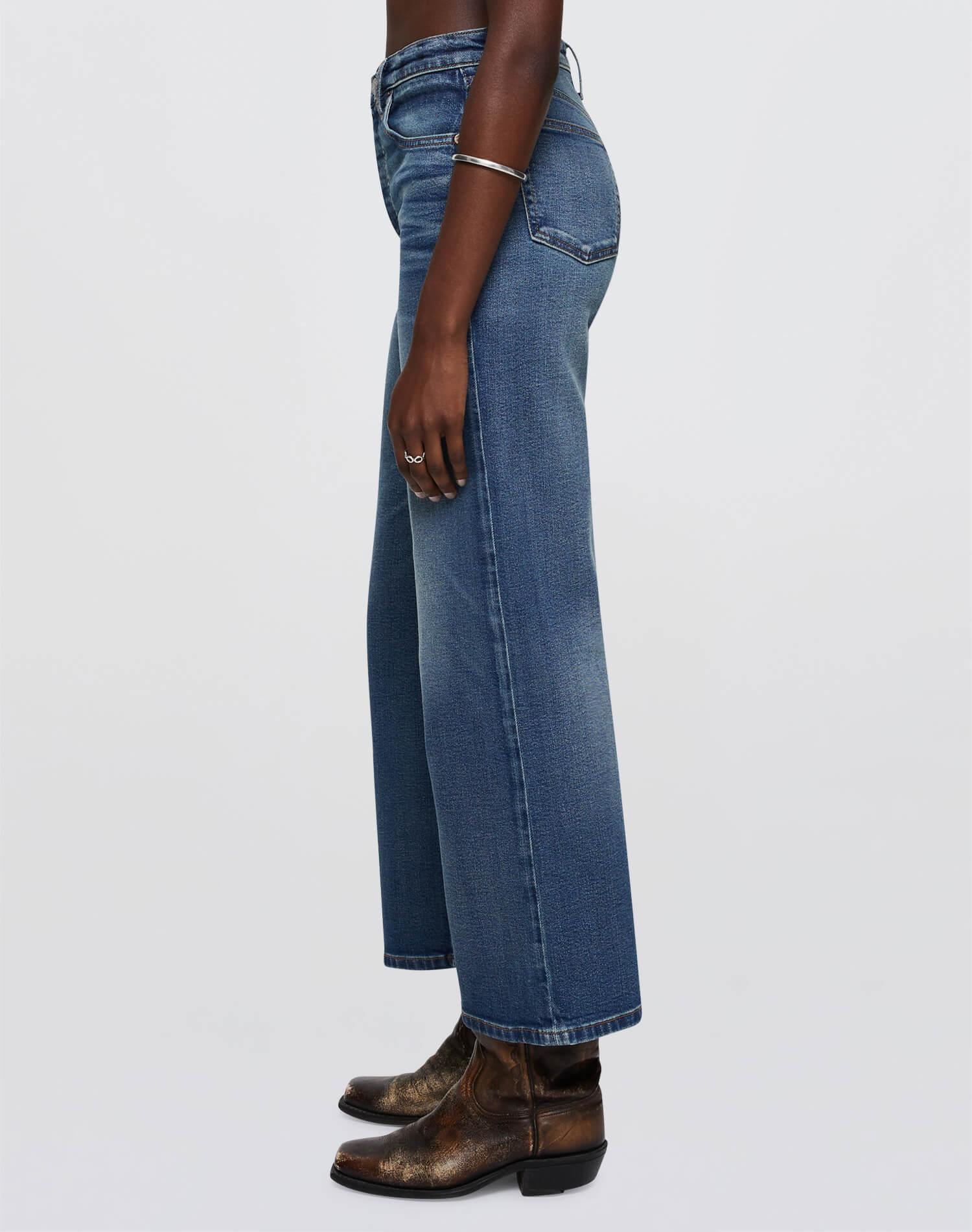 Comfort Stretch High Rise Wide Leg Crop - Crafted Indigo Female Product Image