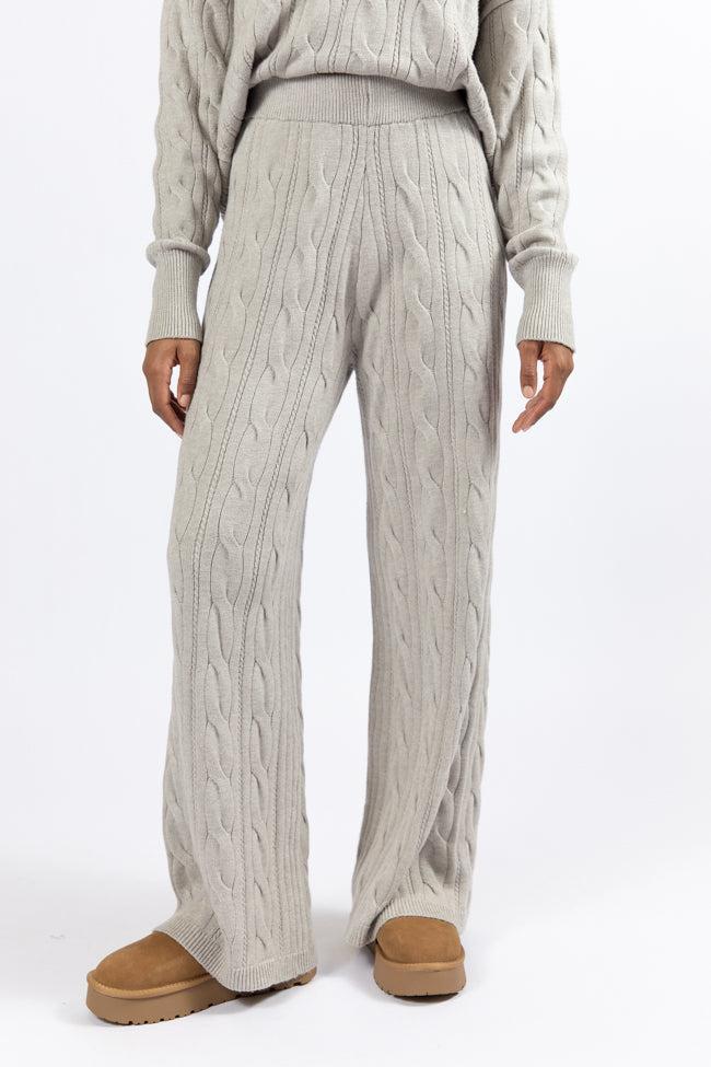 Forever Winter Grey Cable Knit Lounge Pants Product Image