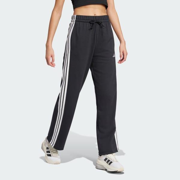 adidas Essentials 3-Stripes Open Hem French Terry Pants Black XL Womens Product Image