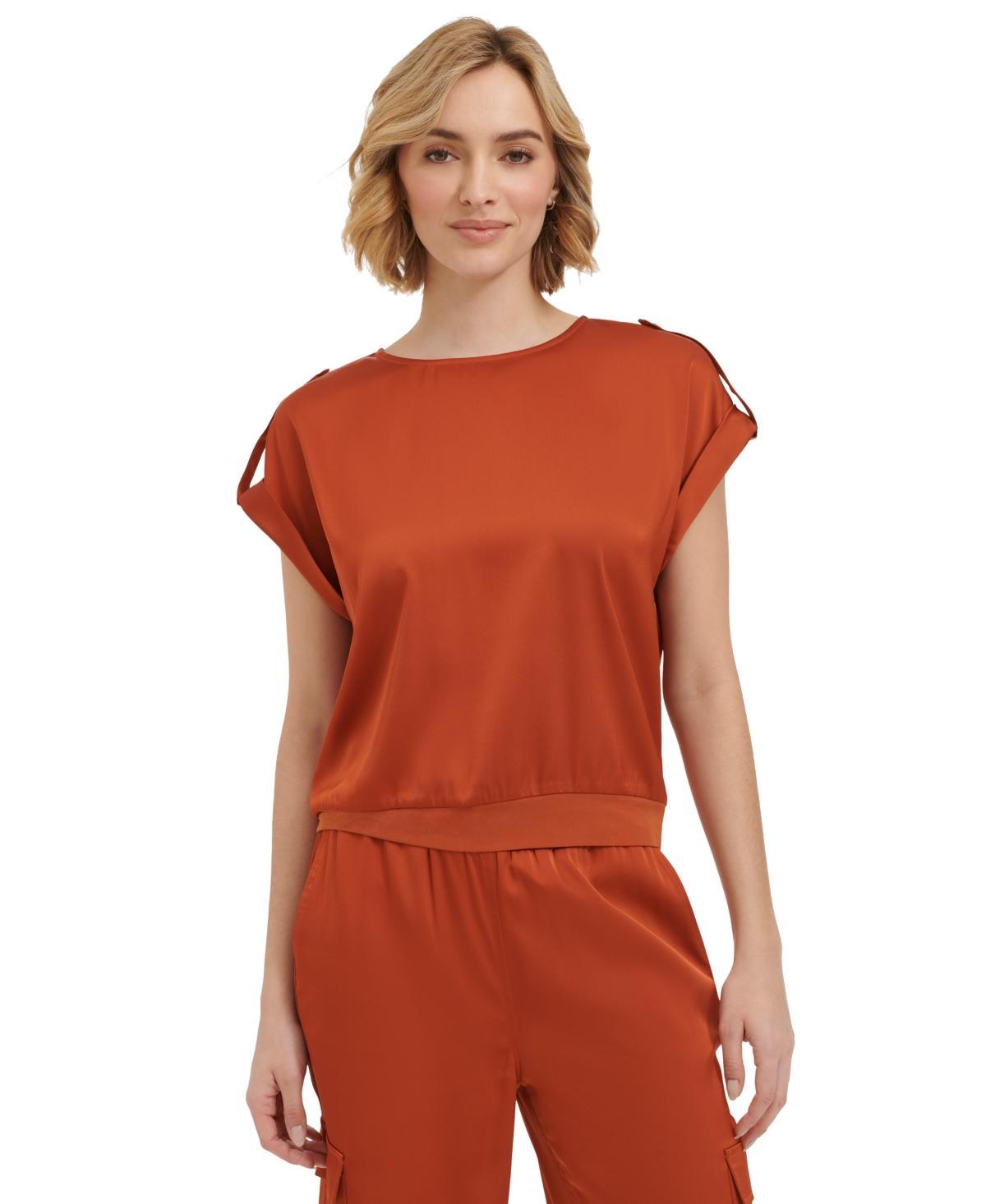 Calvin Klein Womens Short Sleeve Satin Top Product Image