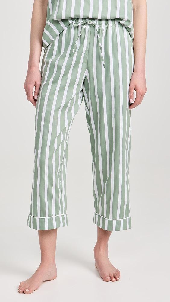 BedHead PJs North Shore Stripe Tank Woven Cotton Sateen Cropped PJ Set | Shopbop Product Image