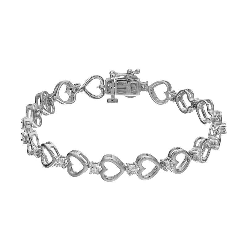 Diamond Brilliance 1/4 Carat T.W. Lab-Created Diamond Heart Bracelet, Womens White Product Image