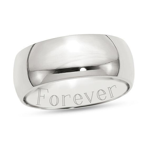 Men's 9.0mm Comfort-Fit Engravable Wedding Band in Sterling Silver (1 Line) Product Image