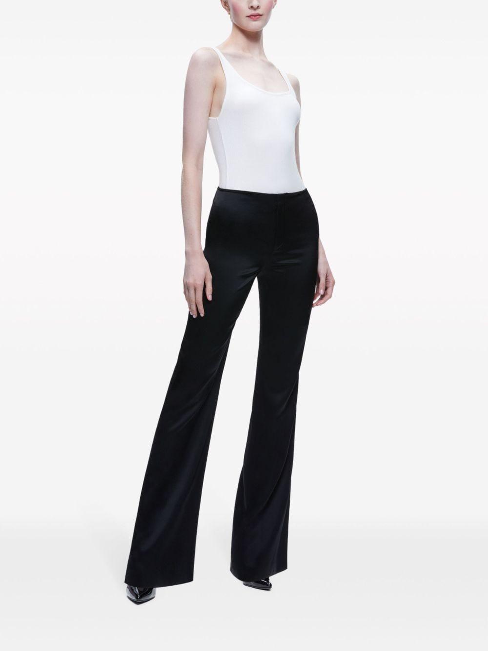 ALICE AND OLIVIA Teeny Flared Satin Trousers In Black Product Image