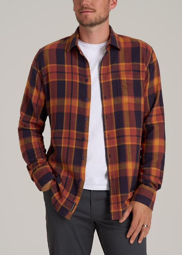 Nelson Flannel Shirt for Tall Men in Burnt Orange Tartan Male Product Image