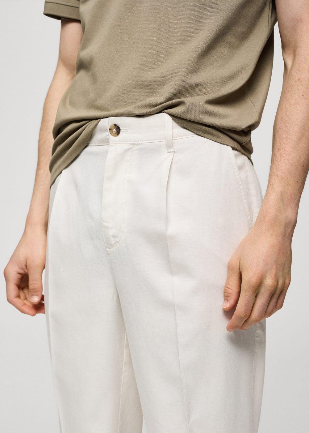 MANGO MAN - Cotton lyocell pleated pants off whiteMen Product Image