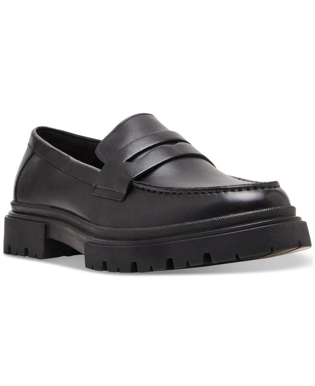 Steve Madden Mens Akkron Faux-Leather Lug-Sole Penny Loafers Product Image