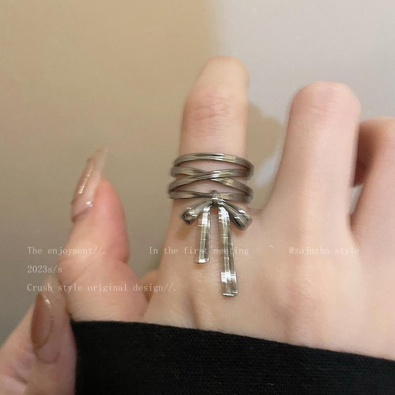 Bow Alloy Layered Open Ring Product Image