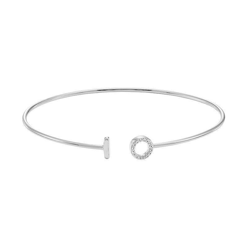 Sterling Silver Diamond Accent Circle Cuff Bracelet, Womens White Product Image