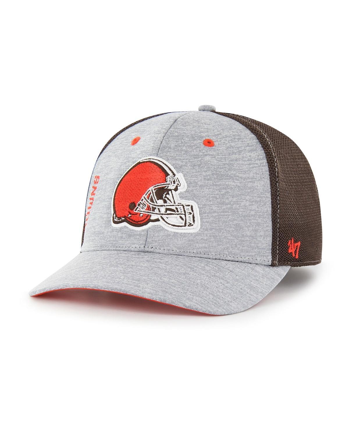 Mens 47 Gray/Brown Cleveland Browns Pixelation Trophy Flex Hat Product Image