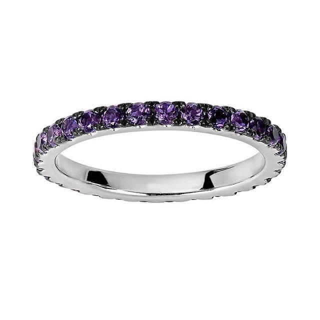 Oro Leoni Sterling Silver Amethyst Eternity Ring, Womens Purple Product Image